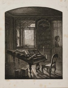 Beethoven's death room in the "Schwarzspanierhaus" in Vienna, 1827. Creator: Hoechle, Johann Nepomuk (1790-1835).