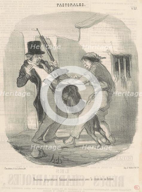 Nouveau propriètaire faisant connaissance avec le chien ..., 19th century. Creator: Honore Daumier.