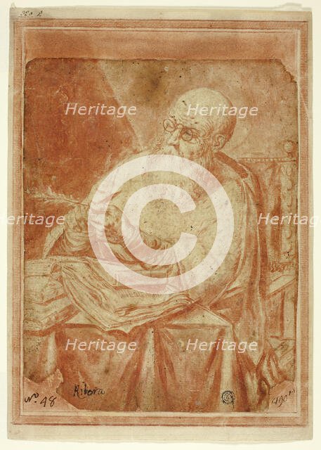 Saint Sharpening a Pen, n.d. Creator: Unknown.