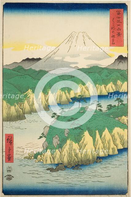 Lake at Hakone (Hakone no kosui), from the series "Thirty-six Views of Mount Fuji (Fuji..., 1858. Creator: Ando Hiroshige.