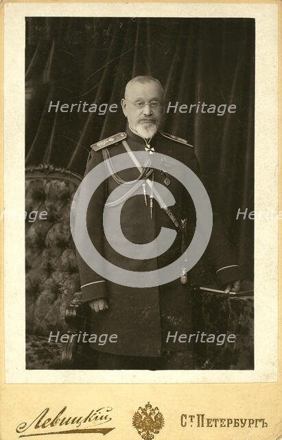 Petr Semenovich Vannovskii, full-length portrait, standing, facing front, between 1870 and 1890. Creator: Unknown.