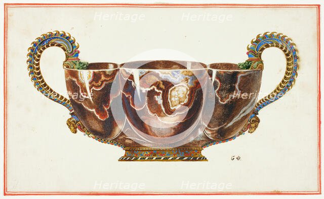 Basin with Enamelled Handles, Decorated with Dragon and Ram Heads, n.d. Creator: Giuseppe Grisoni.