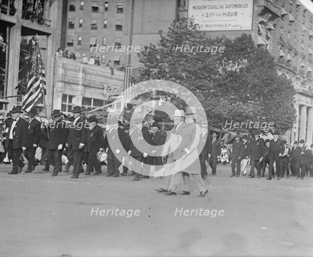 Grand Army of The Republic - Unit in Draft Parade of D.C. 2 Confederate Soldiers in Foreground, 1917 Creator: Harris & Ewing.