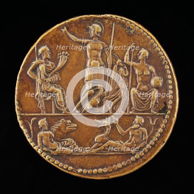 Armed Man with Other Figures [reverse]. Creator: Giovanni da Cavino.