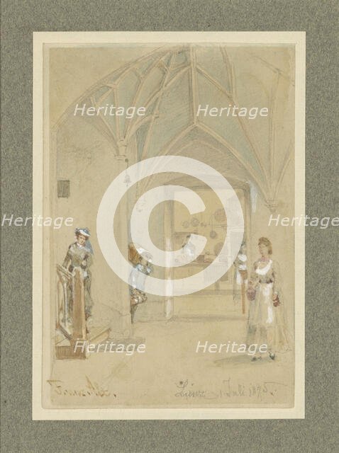 Corridor of a guesthouse with a view into the kitchen, 1875. Creator: Franz Alt.