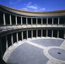 Circular courtyard of the Palace of Charles V at the Alhambra in Granada, by Pedro Machuca.