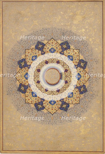 Rosette Bearing the Names and Titles of Shah Jahan, Folio from the Shah Jahan Album, ca. 1645. Creator: Unknown.