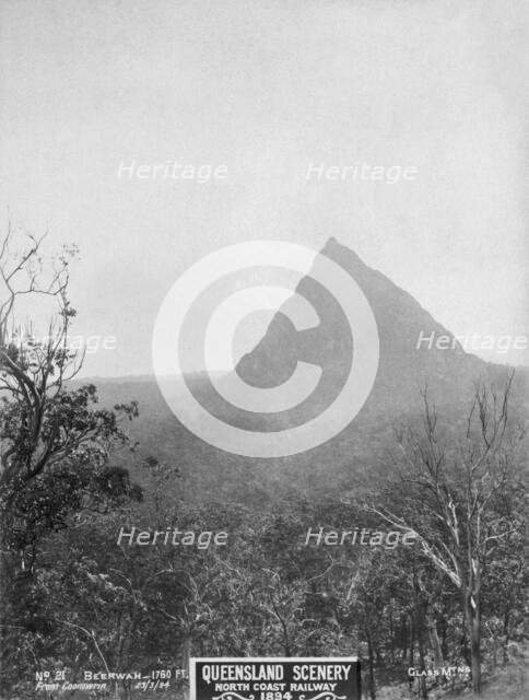 Glasshouse  Mountains: Beerwah from Coonowrin, 1894. Creator: Unknown.