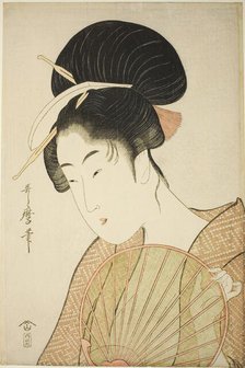 Woman Holding a Round Fan, Japan, c. 1797. Creator: Kitagawa Utamaro.