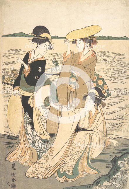 Three Young Ladies by the Seashore. Creator: Utagawa Toyokuni I.