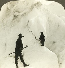 'Among mountains and chasms of ice - enormous crevasses of Brigsdal glacier, - Norway', c1905. Creator: Unknown.