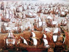 The Spanish Armada which threatened England in July 1588. Artist: Unknown