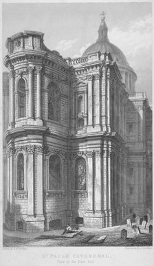 East end of St Paul's Cathedral, City of London, 1837. Artist: John Le Keux