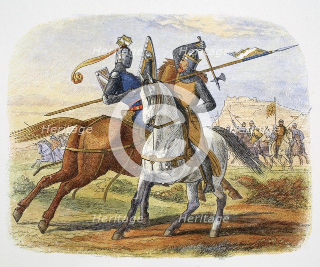 Robert the Bruce kills Sir Henry Bohun, Battle of Bannockburn, Scotland, 1314 (1864). Artist: James William Edmund Doyle