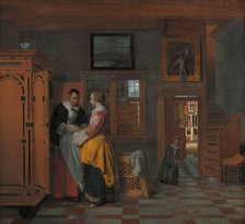 Interior with Women beside a Linen Cupboard, 1663. Creator: Pieter de Hooch.