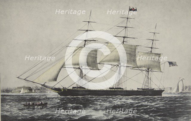 Clipper Ship  'Nightingale' , 1854, Currier & Ives (Colour Lithograph)
