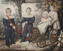 Portrait of the Talyzin children, Early 1830s. Creator: Hampeln, Carl, von (1794-after 1880).