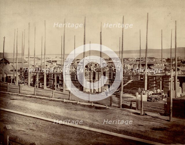 Construction of the Krasnoyarsk Women's Gymnasium, 1883. Creator: AK Keppel.