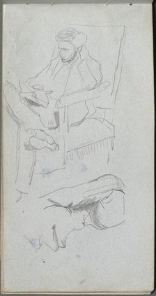 Sketchbook, page 24: Seated Male Figure. Creator: Ernest Meissonier (French, 1815-1891).