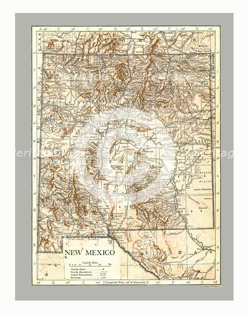 Map of New Mexico, c1900s. Creator: Emery Walker Ltd.