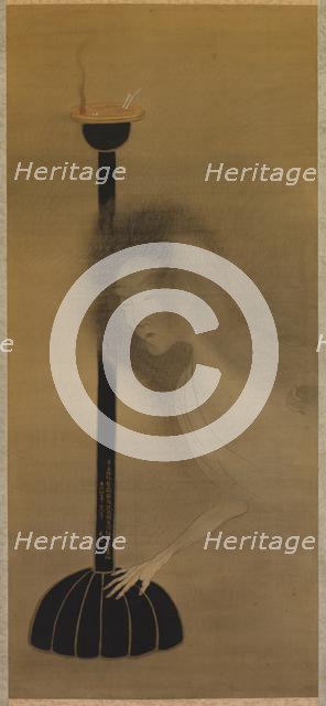 Ghost and Oil Lamp, 1810. Creator: Bun'ichi Tani (Japanese, 1787-1818).