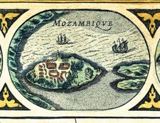 Mozambique, colored engraving from the book 'Le Theatre du monde' or 'Nouvel Atlas', 1645, create…