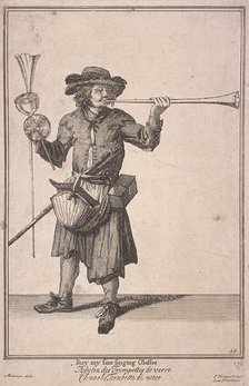 'Buy my fine singing Glasses', Cries of London, (1688?). Artist: Anon