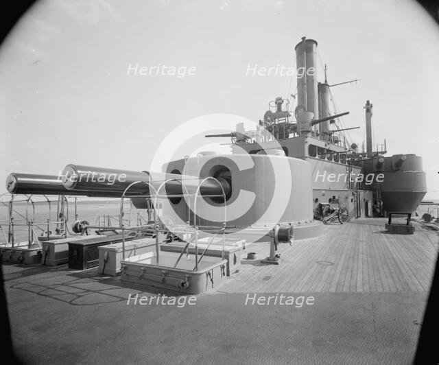 U.S.S. Iowa, 12 inch and 8 inch gun turrets, between 1897 and 1901. Creator: Unknown.