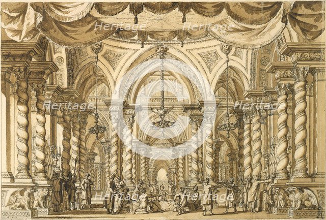 Set design for the Opera Bellérophon by Jean-Baptiste Lully, 18th century.