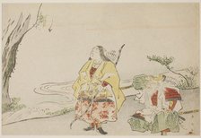 Empress Jingu (left), and Her Minister Takenouchi no Sukune (right), late 1780s. Creator: Katsukawa Shun'ei.