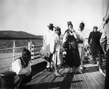Japanese officials on board a ship, Korea, 1900. Artist: Unknown