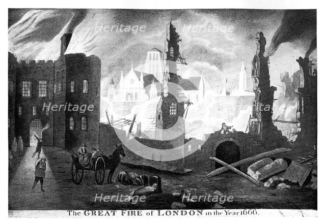'The Great Fire of London in the year 1666', (19th century). Artist: Unknown