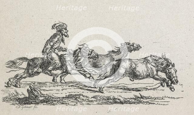 No title - (Rider chasing two horses), 1792-1831. Creator: Christian David Gebauer.
