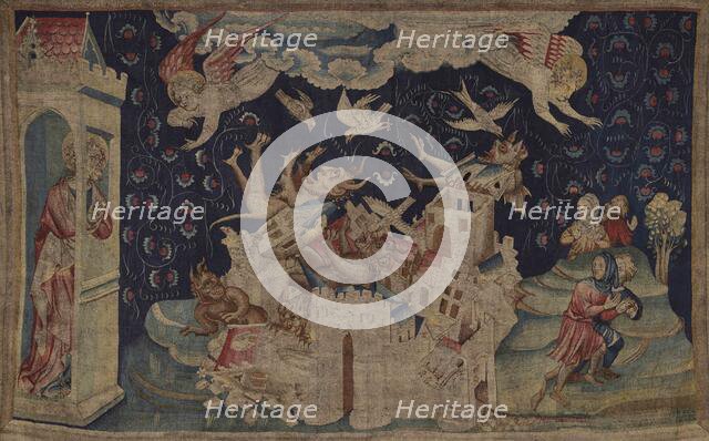 The Apocalypse Tapestry, Scene 66: The fall of Babylon Invaded by Demons, Between 1373 and 1380. Creator: Bondol, Jan (active 1368-1381).