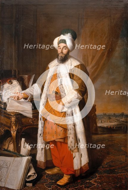 Portrait of Mehemet Said Pacha, Bey of Rumelia, special ambassador of the ottoman Sultan Mahmoud I i Artist: Aved, Jacques-Andrè Joseph (1702-1766)