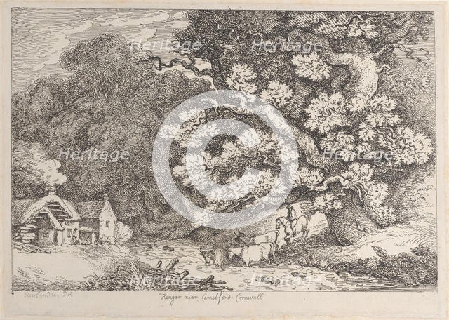 Hengar near Camelford, Cornwall, from "Views in Cornwall", ca. 1812., ca. 1812. Creator: Thomas Rowlandson.