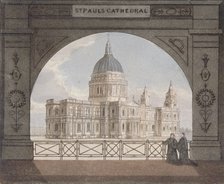 North-east view of St Paul's Cathedral through an archway, City of London, 1820. Artist: Anon