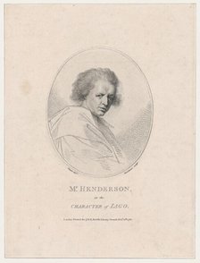 John Henderson, in the Character of Iago (Shakespeare's Othello), 1786., 1786. Creator: Francesco Bartolozzi.