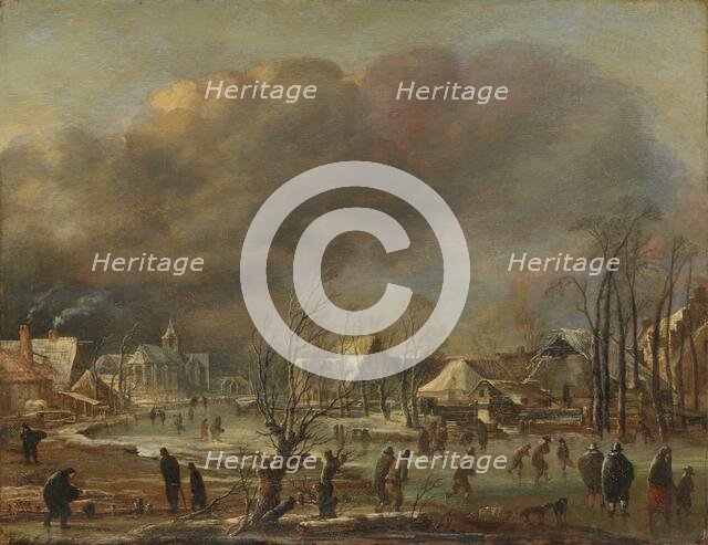 Winter Landscape with Church and Farmhouses, c.1775. Creator: Unknown.