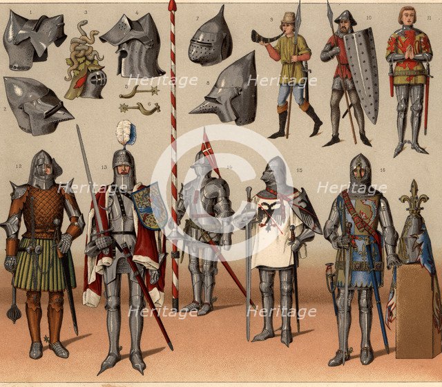 Armors, helmets and war and jousts weapons.