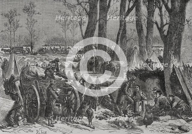 Franco-Prussian War (1870-1871): Bivouac of General Ducrot's troops in the woods of Vincennes, 1871. Creator: Auguste Trichon.