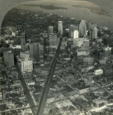 'Skyscrapers of Downtown Detroit - Michigan Ave. to Detroit River and Belle Isle Park', c1930s. Creator: Unknown.