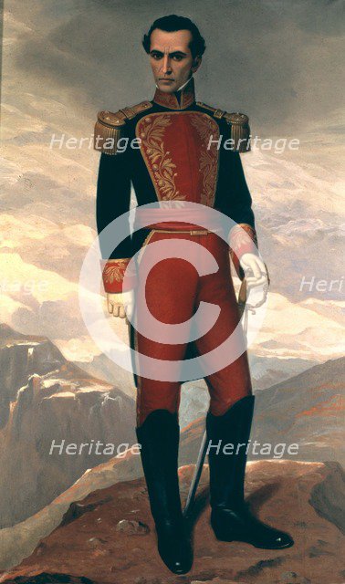 Simon Bolivar 'The Liberator' (1783-1830), military and hero of the American Revolution.