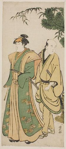 The Actor Segawa Kikunojo III and his attendant making cermonial rounds at New Year's, c. 1783. Creator: Torii Kiyonaga.