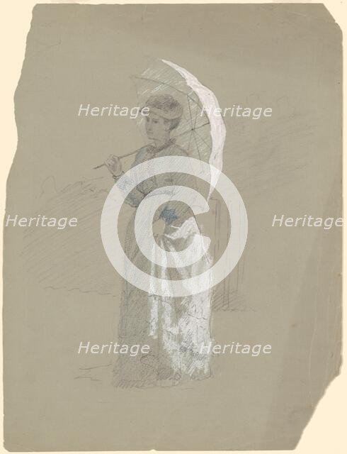 Woman with Parasol, c. 1870. Creator: Enoch Wood Perry.