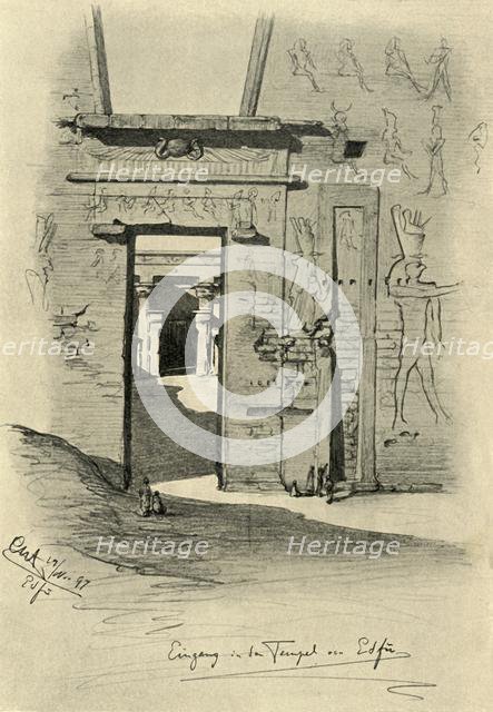 Entrance to the temple at Edfu, Egypt, 1898. Creator: Christian Wilhelm Allers.