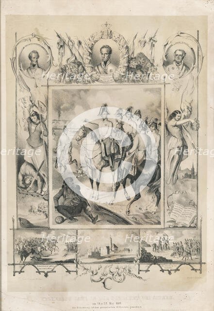 Archduke Charles of Austria in the Battle of Aspern on 22 May 1809, c1850. Creator: Wüllner; Leopold (active ca 1850).