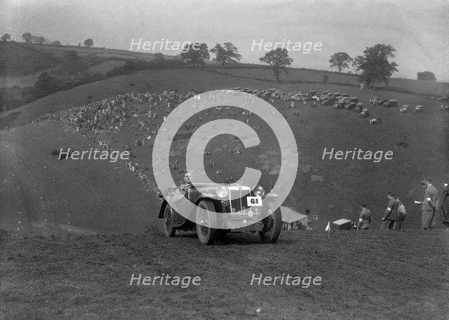 MG Magnette competing in the MG Car Club Rushmere Hillclimb, Shropshire, 1935. Artist: Bill Brunell.