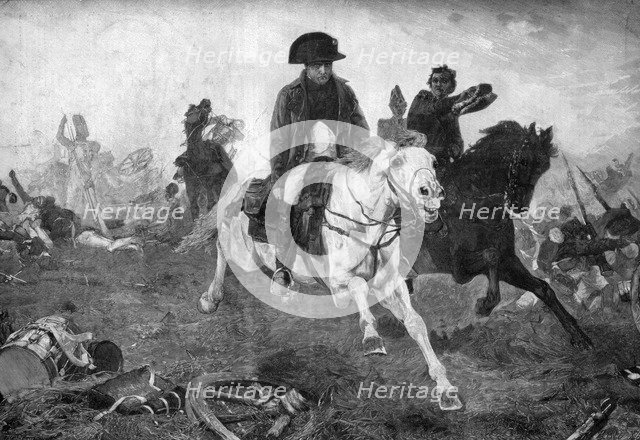 Napoleon Bonaparte at the end of the battle of Waterloo, 18th June 1815. Artist: Unknown