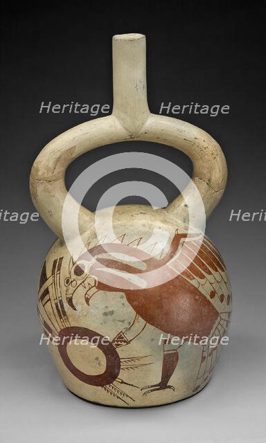 Stirrup Spout Vessel with Fineline Image of a Warrior Bird, 100 B.C./A.D. 500. Creator: Unknown.